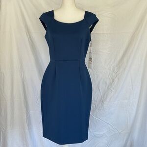 Calvin Klein Deep Navy Square-Neck Midi Sheath Dress